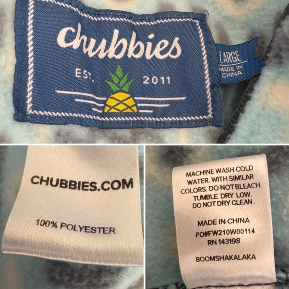 Chubbies blue aztec sand of time fleece 1/4 zip pullover L - Picture 10 of 11